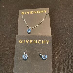 Givenchy Silver Necklace with Blue Pendant